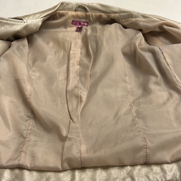 AQUA Gold Faux Leather Motto Jacket - Picture 7 of 8